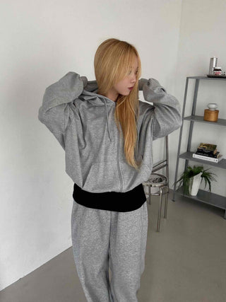 Minimalist Transitional Cotton Plain Zip-up