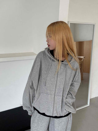 Minimalist Transitional Cotton Plain Zip-up