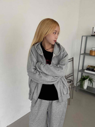 Minimalist Transitional Cotton Plain Zip-up