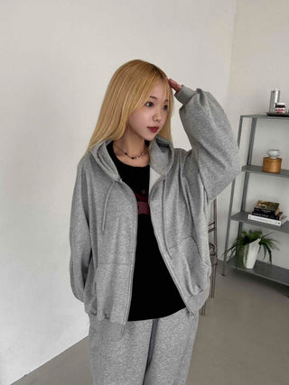 Minimalist Transitional Cotton Plain Zip-up