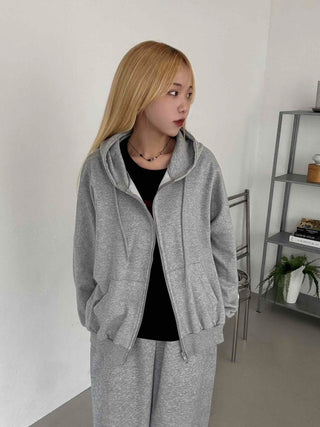 Minimalist Transitional Cotton Plain Zip-up