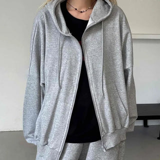 Minimalist Transitional Cotton Plain Zip-up