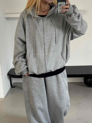 Minimalist Transitional Cotton Plain Zip-up