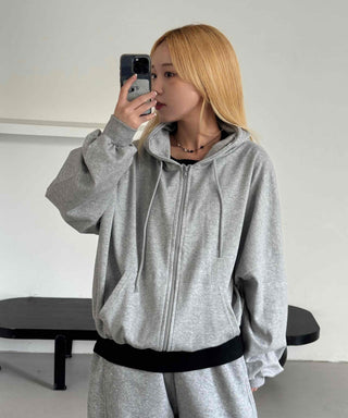 Minimalist Transitional Cotton Plain Zip-up