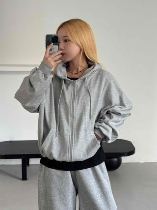Minimalist Transitional Cotton Plain Zip-up