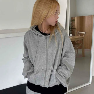 Minimalist Transitional Cotton Plain Zip-up