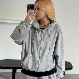 Minimalist Transitional Cotton Plain Zip-up