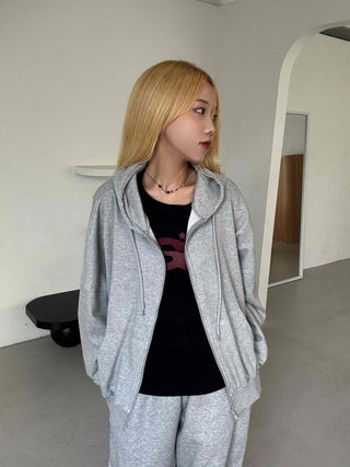 Minimalist Transitional Cotton Plain Zip-up
