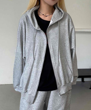Minimalist Transitional Cotton Plain Zip-up