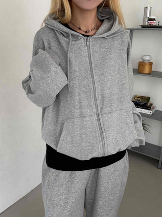 Minimalist Transitional Cotton Plain Zip-up