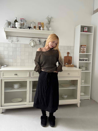 delicate chiffon flare long skirt