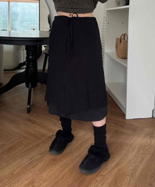 delicate chiffon flare long skirt