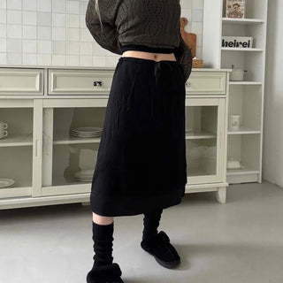 delicate chiffon flare long skirt