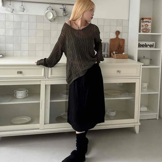 delicate chiffon flare long skirt