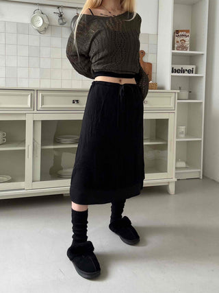 delicate chiffon flare long skirt