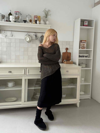 delicate chiffon flare long skirt
