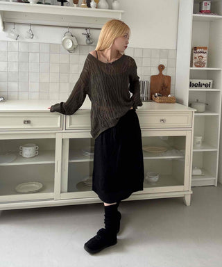 delicate chiffon flare long skirt