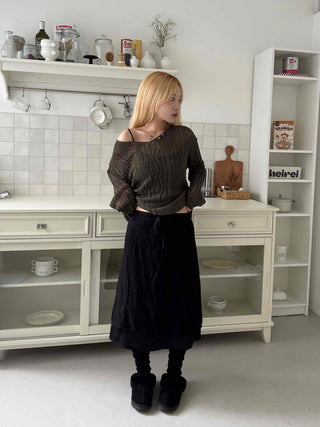 delicate chiffon flare long skirt