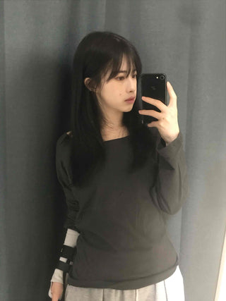 Comfortable Flowy Cotton Plain Long-Sleeve T-Shirt