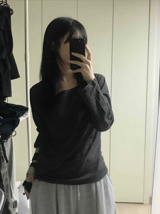 Comfortable Flowy Cotton Plain Long-Sleeve T-Shirt