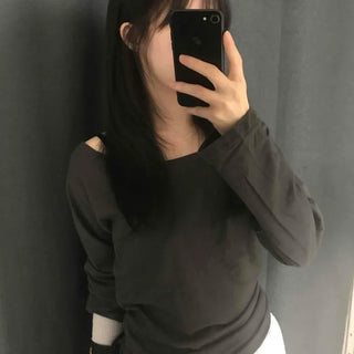 Comfortable Flowy Cotton Plain Long-Sleeve T-Shirt