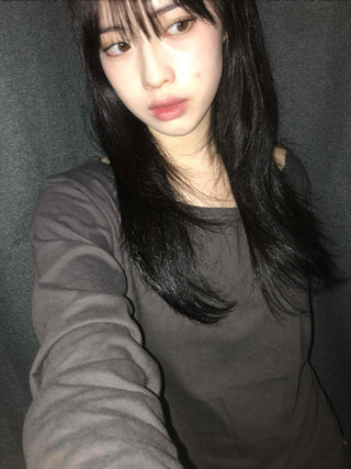 Comfortable Flowy Cotton Plain Long-Sleeve T-Shirt