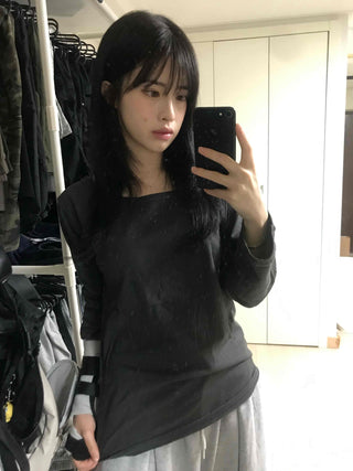 Comfortable Flowy Cotton Plain Long-Sleeve T-Shirt