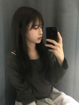 Comfortable Flowy Cotton Plain Long-Sleeve T-Shirt