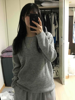 Basic Transitional Cotton Round Neck Knit
