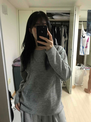 Basic Transitional Cotton Round Neck Knit