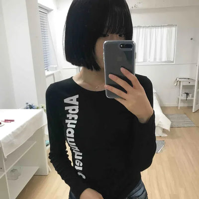 Basic Y2K Cotton Long Sleeve T-shirt