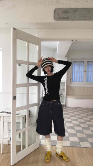 Basic Y2K Cotton Long Sleeve T-shirt