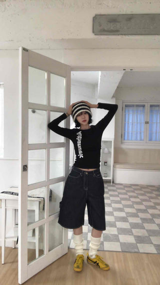 Basic Y2K Cotton Long Sleeve T-shirt