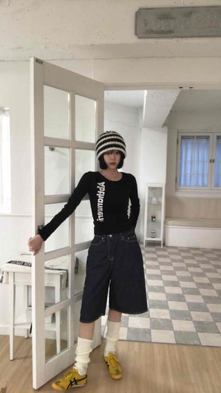 Basic Y2K Cotton Long Sleeve T-shirt