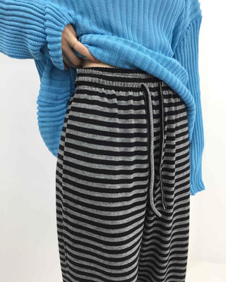 Simple striped elastic waist pants