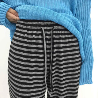 Simple striped elastic waist pants