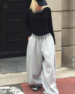 Daily Loose Fit U-Neck Long Sleeve T-Shirt