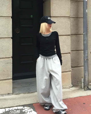 Daily Loose Fit U-Neck Long Sleeve T-Shirt