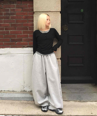 Daily Loose Fit U-Neck Long Sleeve T-Shirt