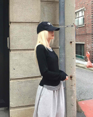 Daily Loose Fit U-Neck Long Sleeve T-Shirt