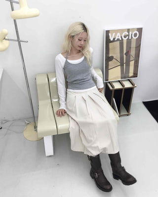 Simple Pleated Long Skirt