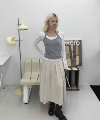 Simple Pleated Long Skirt