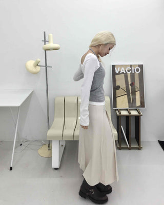 Simple Pleated Long Skirt