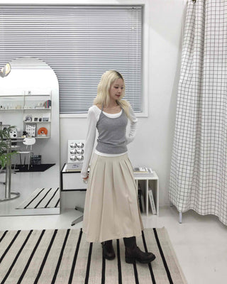 Simple Pleated Long Skirt