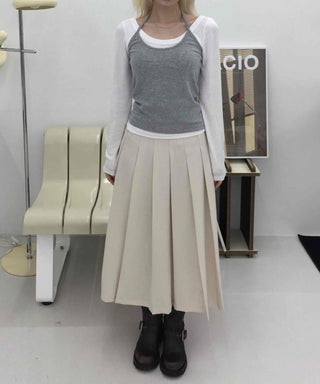Simple Pleated Long Skirt