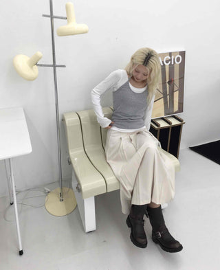Simple Pleated Long Skirt
