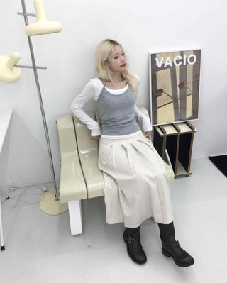 Simple Pleated Long Skirt