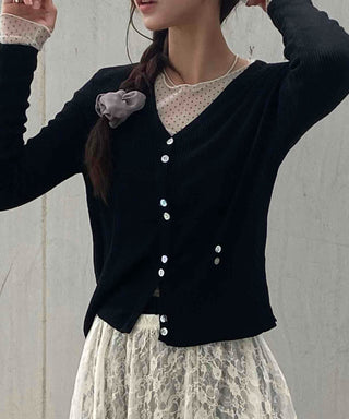 Plain Cotton Cardigan for Date Look