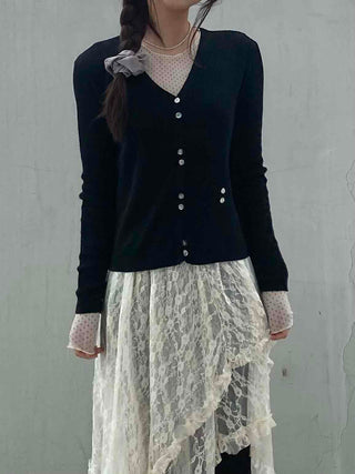Plain Cotton Cardigan for Date Look