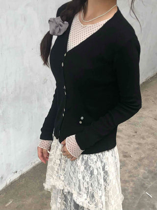 Plain Cotton Cardigan for Date Look
